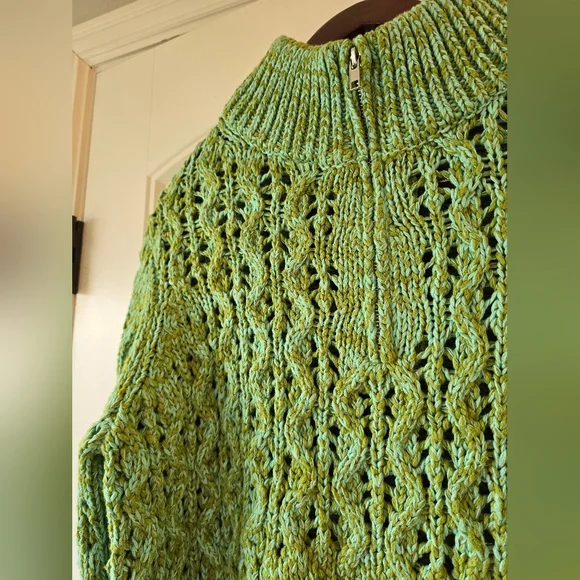 🧶 Urban Outfitters BDG Chunky Knit Quarter-Zip Sweater Pullover Green M - Picture 16 of 16